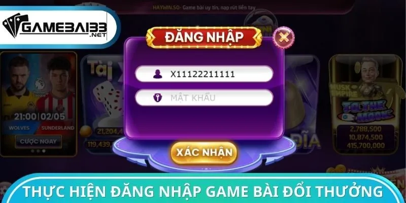 Thực hiện đăng nhập Game bài đổi thưởng